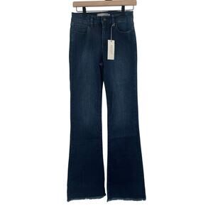 JUST USA Jeans Size 27 Slim Bootcut Dark Denim NWT Frayed Hem Cotton Stretch